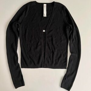 Alo ribbed knit salana cardigan, black, xs